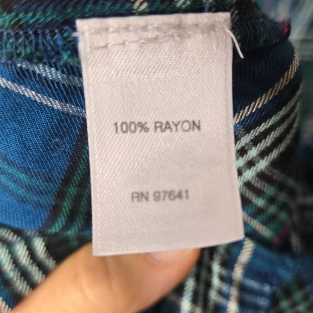 J. JILL Vneck Plaid Button Front Long Sleeve Blouse Size S - Picture 7 of 8